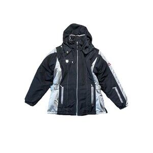 Nils Ski Jacket Women's 10 Hooded Black Snowboard Skiing Winter Coat Retro 2000s